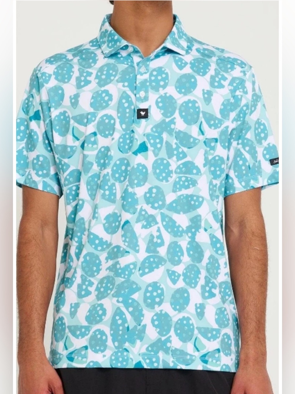 Bad Birdie Bam Bam Aqua Printed Short-Sleeve Polo size 2xl
